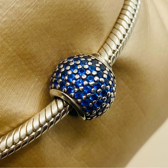 EUC Pandora 791051NCB Sterling Silver Pave Lights Charm w/ Blue Nano Crystal - Picture 5 of 13